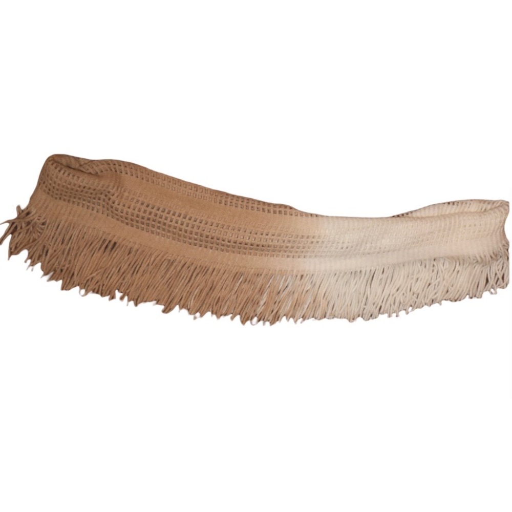 Brown to White Ombré Fringe Scarf